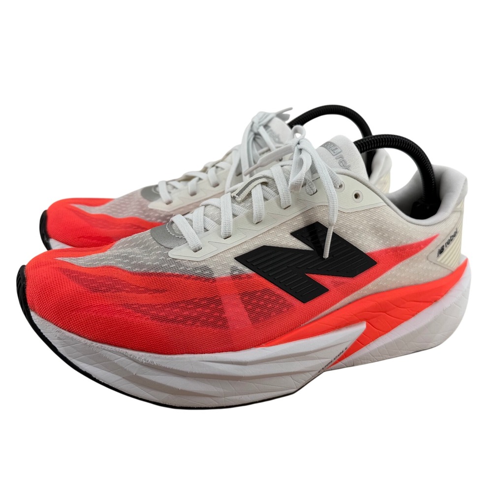 New Balance FuelCell Rebel v4 Mens 10.5 White Neo Flame Orange Running MFCXLV4